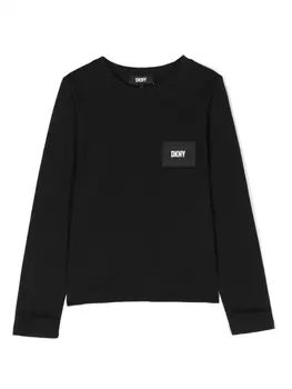 DKNY футболка с длинными рукавами и нашивкой-логотипом, черный