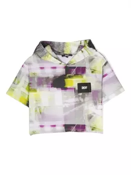 DKNY футболка с капюшоном и принтом NYC Lights, зеленый