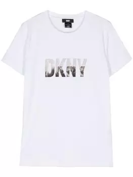 DKNY футболка с логотипом, украшенным стразами, белый