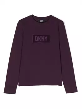 DKNY футболка с нашивкой-логотипом, фиолетовый