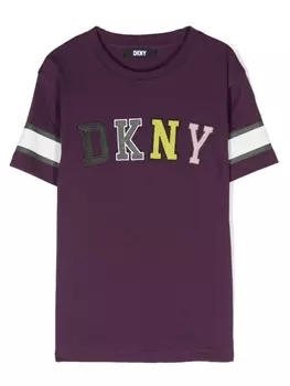 DKNY футболка с нашивкой-логотипом, фиолетовый