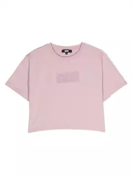 DKNY футболка с нашивкой-логотипом, розовый