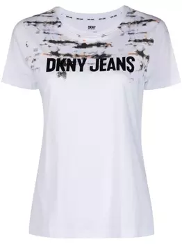 DKNY футболка с принтом тай-дай и логотипом, белый