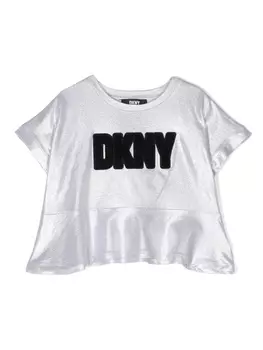 DKNY футболка с вышитым логотипом, серебристый