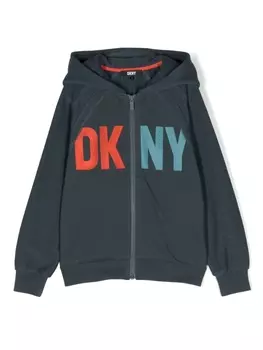 DKNY худи на молнии с жаккардовым логотипом, синий