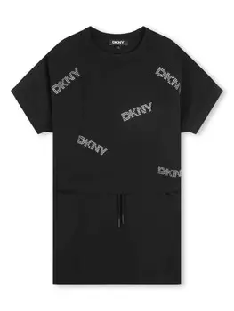 Dkny Kids декорированное платье-рубашка, черный