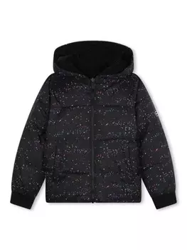 Dkny Kids двусторонний пуховик с логотипом, черный