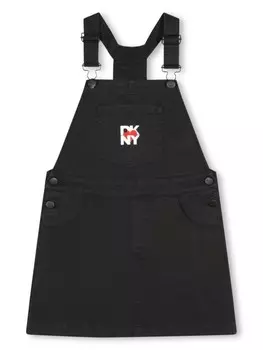 Dkny Kids джинсовое платье с вышитым логотипом, черный