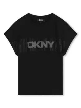 Dkny Kids футболка с кристаллами, черный