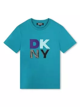 Dkny Kids футболка с вышитым логотипом, синий