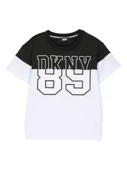 Dkny Kids футболка в стиле колор-блок с логотипом, черный