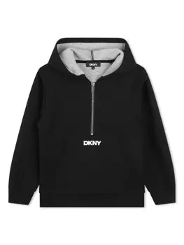 Dkny Kids худи на молнии с логотипом, черный