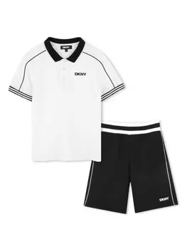 Dkny Kids комплект из рубашки поло и шортов с логотипом, белый