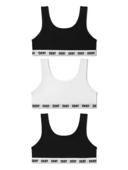 Dkny Kids комплект из трех бюстгальтеров-бралетт с логотипом, черный