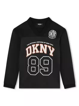 Dkny Kids лонгслив с логотипом и V-образным вырезом, черный