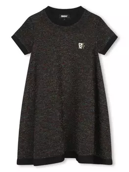 Dkny Kids платье с короткими рукавами и логотипом, серый