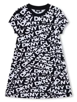 Dkny Kids платье с короткими рукавами и логотипом, черный