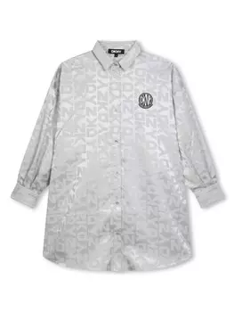 Dkny Kids платье с монограммой и жаккардом, серебристый
