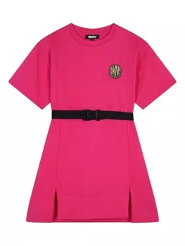 Dkny Kids платье с нашивкой-логотипом, розовый