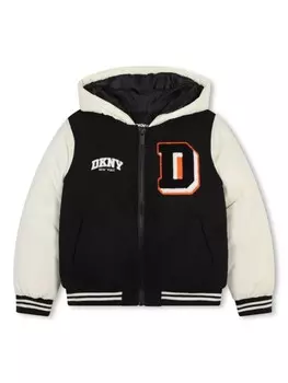 Dkny Kids пуховик с логотипом, черный