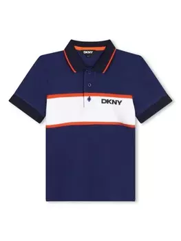 Dkny Kids рубашка поло в полоску с логотипом, синий