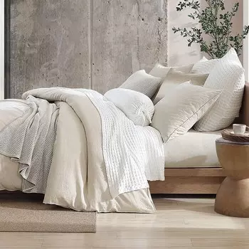 DKNY Комплект пододеяльников из смесового льна, полный размер/размер Queen, коричневый/бежевый