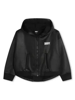 DKNY куртка с капюшоном и логотипом, черный