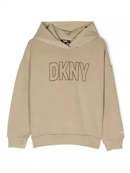 DKNY махровое худи с логотипом, нейтральный цвет