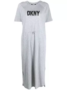 DKNY платье-футболка с кулиской и логотипом, серый