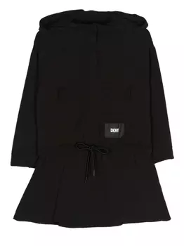 DKNY платье с капюшоном и нашивкой-логотипом, черный