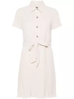 DKNY плиссированное платье мини с поясом, серый