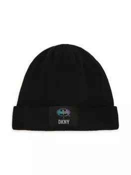 DKNY шапка бини с нашивкой-логотипом, черный
