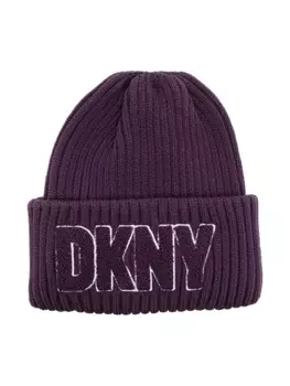 DKNY шапка бини в рубчик с логотипом, фиолетовый
