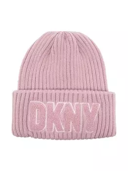 DKNY шапка бини в рубчик с логотипом, розовый