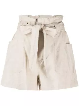 DKNY шорты с завышенной талией и кулиской, нейтральный цвет