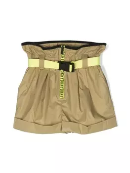 DKNY шорты с завышенной талией и поясом, зеленый