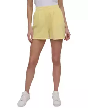 DKNY Sport Женские шорты с вышитым логотипом и сборкой, длина 4", желтый