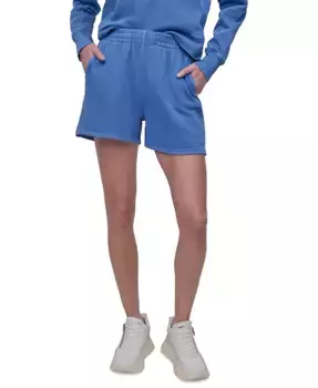 DKNY Sport Женские шорты с вышитым логотипом и сборкой, длина 4", синий