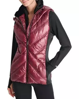 DKNY стеганый жилет с капюшоном, красный