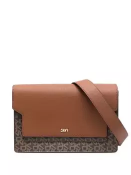 DKNY сумка через плечо с монограммой, коричневый