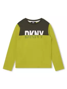 DKNY толстовка в стиле колор-блок с логотипом, зеленый
