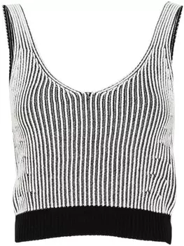 DKNY топ в рубчик с V-образным вырезом, черный