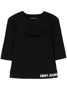 DKNY трикотажный топ с вырезом, черный