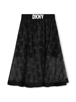 DKNY юбка с эластичным поясом и монограммой, черный