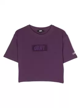 DKNY укороченная футболка с нашивкой-логотипом, фиолетовый