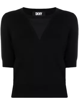 DKNY укороченный джемпер с V-образным вырезом, черный