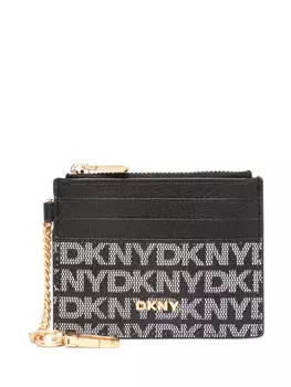 DKNY визитница с зернистым монограммным принтом, черный