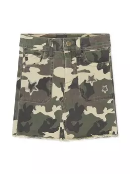 DL1961 KIDS джинсовая юбка с камуфляжным принтом, зеленый