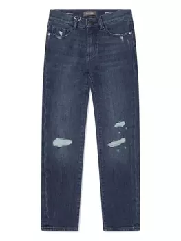 DL1961 прямые брюки с эффектом потертости, синий