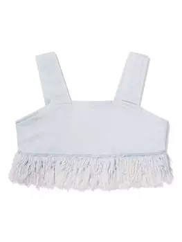 DL1961 укороченный джинсовый топ с бахромой, синий